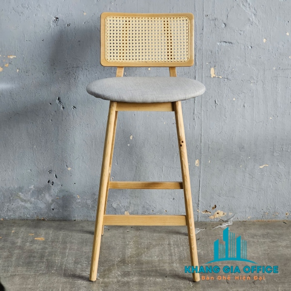Ghế quầy bar khung gỗ ASH tựa lưng lưới mây đan: SG - 3012 - $hienthicat